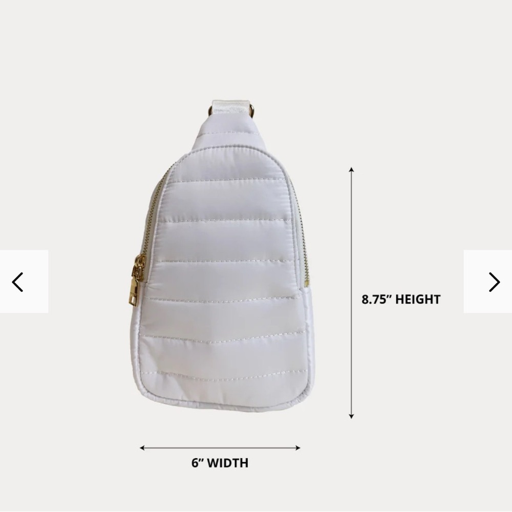 NWT New White Quilted Puffer crossbody bag with Strap - Picture 9 of 12